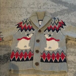Gap Cozy Gray Polar Bear Knit Cardigan for Kids